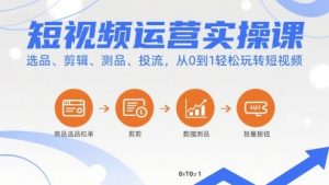 短视频运营实操课，选品、剪辑、测品、投流，从0到1轻松玩转短视频-琴书聊项目