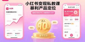 小红书变现私教课，暴利产品定位，高转化内容生产术，快速实现月入10万-琴书聊项目