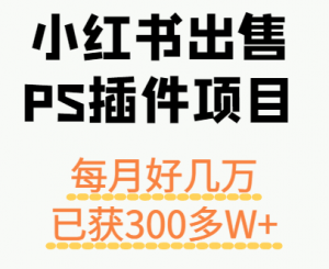 小红书出售PS插件项目，每月都收入好几万，长期操作已获利300多W+-琴书聊项目
