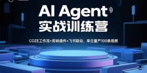 AI Agent实战训练营,COZE工作流+剪映插件+飞书联动,单日量产100条视频-琴书聊项目