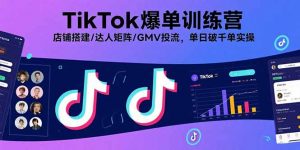 TikTok爆单训练营，店铺搭建/达人矩阵/GMV投流，单日破千单实操-琴书聊项目