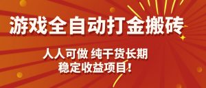 游戏全自动打金搬砖，日入千元，人人可做，纯干货，长期稳定收益项目！-琴书聊项目