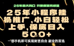 微信小程序挂G推广，解放双手，保底日入5张【揭秘】-琴书聊项目