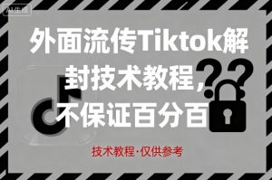 外面流传Tiktok解封技术教程，不保证百分百，具体自测-琴书聊项目