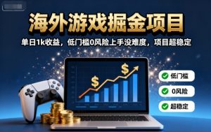 海外游戏掘金项目：单日1k收益，低门槛0风险上手没难度，项目超稳定【揭秘】-琴书聊项目