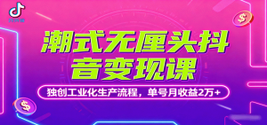 潮式无厘头抖音变现课，独创工业化生产流程，单号月收益2万+-琴书聊项目