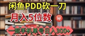 闲鱼PDD砍一刀,一部手机就可以操作,单号日入3张-琴书聊项目