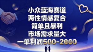 小众蓝海赛道，两性情感复合，简单且暴利，市场需求量大，一单利润5张，未来几年可持续深耕的项目-琴书聊项目
