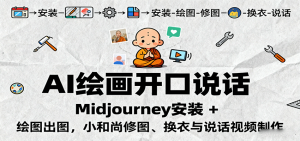 AI绘画开口说话，Midjourney安装 + 绘图出图，小和尚修图、换衣与说话视频制作-琴书聊项目