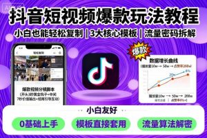 抖音短视频爆款玩法教程，小白也能轻松复制-琴书聊项目