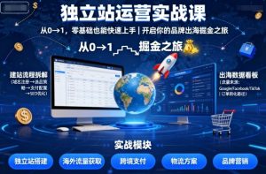 独立站运营实战课，从0到1，零基础也能快速上手，开启你的品牌出海掘金之旅-琴书聊项目
