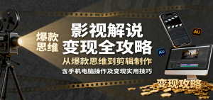 影视解说变现全攻略：从爆款思维到剪辑制作，含手机电脑操作及变现实用技巧-琴书聊项目