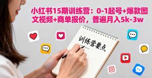 小红书15期训练营：0-1起号+爆款图文视频+商单报价，普遍月入5k-3w-琴书聊项目