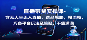 直播带货实操课：含无人半无人直播、选品思路，投流技巧，各平台玩法及答疑，干货满满-琴书聊项目