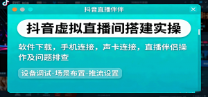 抖音虚拟直播间搭建实操、软件下载，手机连接，声卡连接，直播伴侣操作及问题排查-琴书聊项目