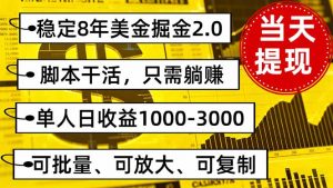 稳定8年美金掘金2.0脚本干活，只需躺赚。单人日收益1000-3000可批量、…-琴书聊项目