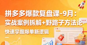 拼多多爆款复盘课-9月：实战案例拆解+野路子方法论，快速掌握爆单新逻辑-琴书聊项目