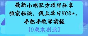 最新小吃配方项目分享独家秘诀，线上单日5张，手把手教学实操-琴书聊项目
