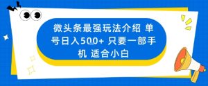 微头条最强玩法介绍一个号日入5张+只要一部手机适合小白-琴书聊项目