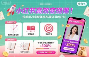 小红书高效变现课，快速学习小红书完整体系和具体落地打法-琴书聊项目
