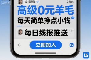 高级0元羊毛线报社群项目，每天简单挣点小钱-琴书聊项目