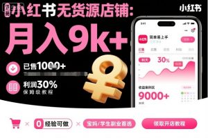 小红书无货源店铺项目，简单易上手，月入9k+，保姆级教程-琴书聊项目