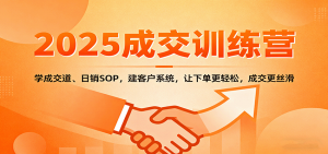 2025成交实战训练营：学成交道、日销SOP，建客户系统，让下单更轻松，成交更丝滑-琴书聊项目