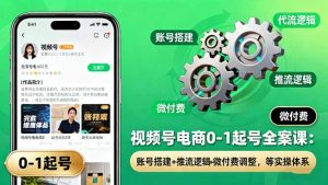 视频号电商0-1起号全案课：账号搭建+推流逻辑+微付费调整，等实操体系-琴书聊项目