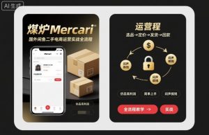煤炉Mercari国外闲鱼二手电商运营实战全流程，仿品高利润，简单上手，闷声搞钱-琴书聊项目