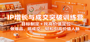 IP增长与成交突破训练营：目标制定+找高价值定位，做爆品、搞成交，轻松引高价值人脉-琴书聊项目