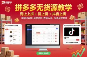 拼多多无货源教学，淘上拼+拼上拼+抖上拼，精细化蓝海+运营进阶+终极玩法，全套运营教程-琴书聊项目