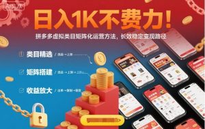 日入1K不费力！拼多多虚拟类目矩阵化运营方法，长效稳定变现路径-琴书聊项目