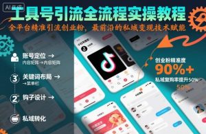 工具号引流全流程保姆级实操教程，全平台精准引流创业粉，最前沿的私域变现技术赋能-琴书聊项目