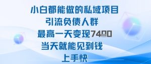 2025年小白都能做的私域项目引流负债人群最高一天变现1k+高变现难度低当天就能见到钱上手快-琴书聊项目