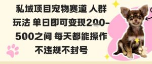 私域宠物项目赛道人群玩法单日即可变现2-5张之间每天都能操作不违规不封号-琴书聊项目