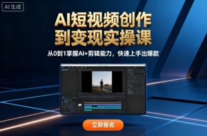 AI短视频创作到变现实操课，从0到1掌握AI+剪辑能力，快速上手出爆款(更新10月)-琴书聊项目
