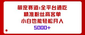 萌宠赛道，全平台通吃，精准粉丝高客单，小白也能轻松月入5k-琴书聊项目