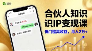 合伙人知识IP变现课，微信生态,内容创作与爆款打造,全网引流，新手月入2w+-琴书聊项目
