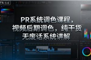 PR系统调色课程，视频后期调色，纯干货无废话系统讲解-琴书聊项目