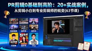 PR剪辑0基础到高阶：20+实战案例，从剪辑小白到专业剪辑师的蜕变(63节课-琴书聊项目