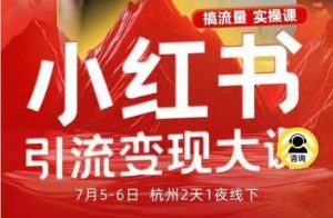 小红书引流变现7月线下大课，一次性讲透小红书笔记、矩阵、投放、引流、转化的全流程SOP-琴书聊项目