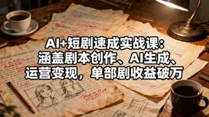AI+短剧速成实战课：涵盖剧本创作、AI生成、运营变现，单部剧收益破万-琴书聊项目