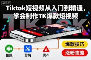 Tiktok短视频从入门到精通,学会制作TK爆款短视频-琴书聊项目