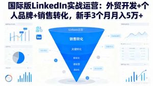 国际版LinkedIn实战运营：外贸开发+个人品牌+销售转化，新手3个月月入5万+-琴书聊项目
