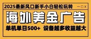2025最新风口 海外美金广告 单机单日500+ 可无限放大 设备越多收益越大 轻松上手-琴书聊项目