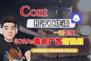 Coze扣子智能体工作流一键生成“SORA2美食广告“短视频，全流程保姆级教学-琴书聊项目