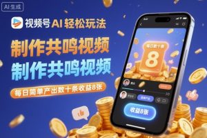 视频号AI轻松玩法，制作共鸣视频，每日简单产出数十条收益8张-琴书聊项目