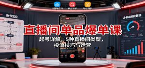 直播间单品爆单课：起号详解，5种直播间类型，投流技巧与运营-琴书聊项目