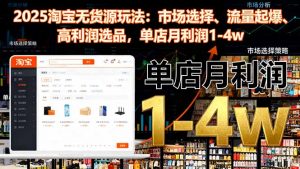 2025淘宝无货源玩法：市场选择、流量起爆、高利润选品，单店月利润1-4w-琴书聊项目