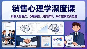 销售心理学深度课，讲解人性弱点、心理操控、成交技巧，36个密码实战应用-琴书聊项目